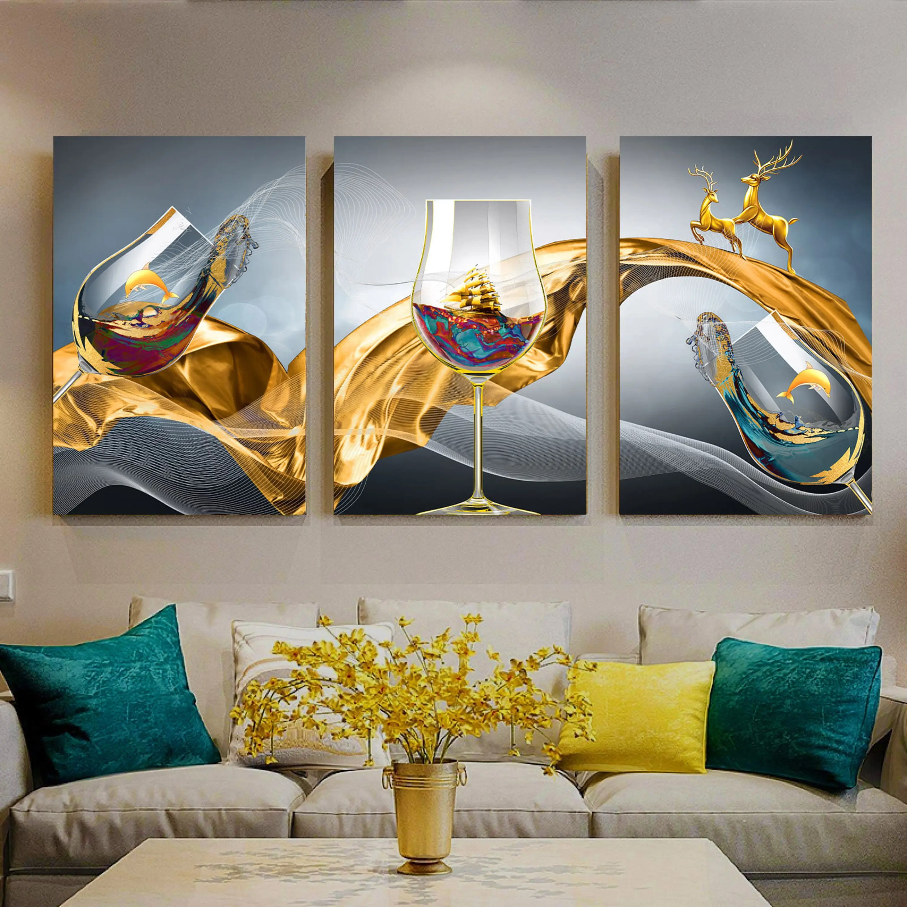 تابلو سه تکه ( 1515-rosegold )