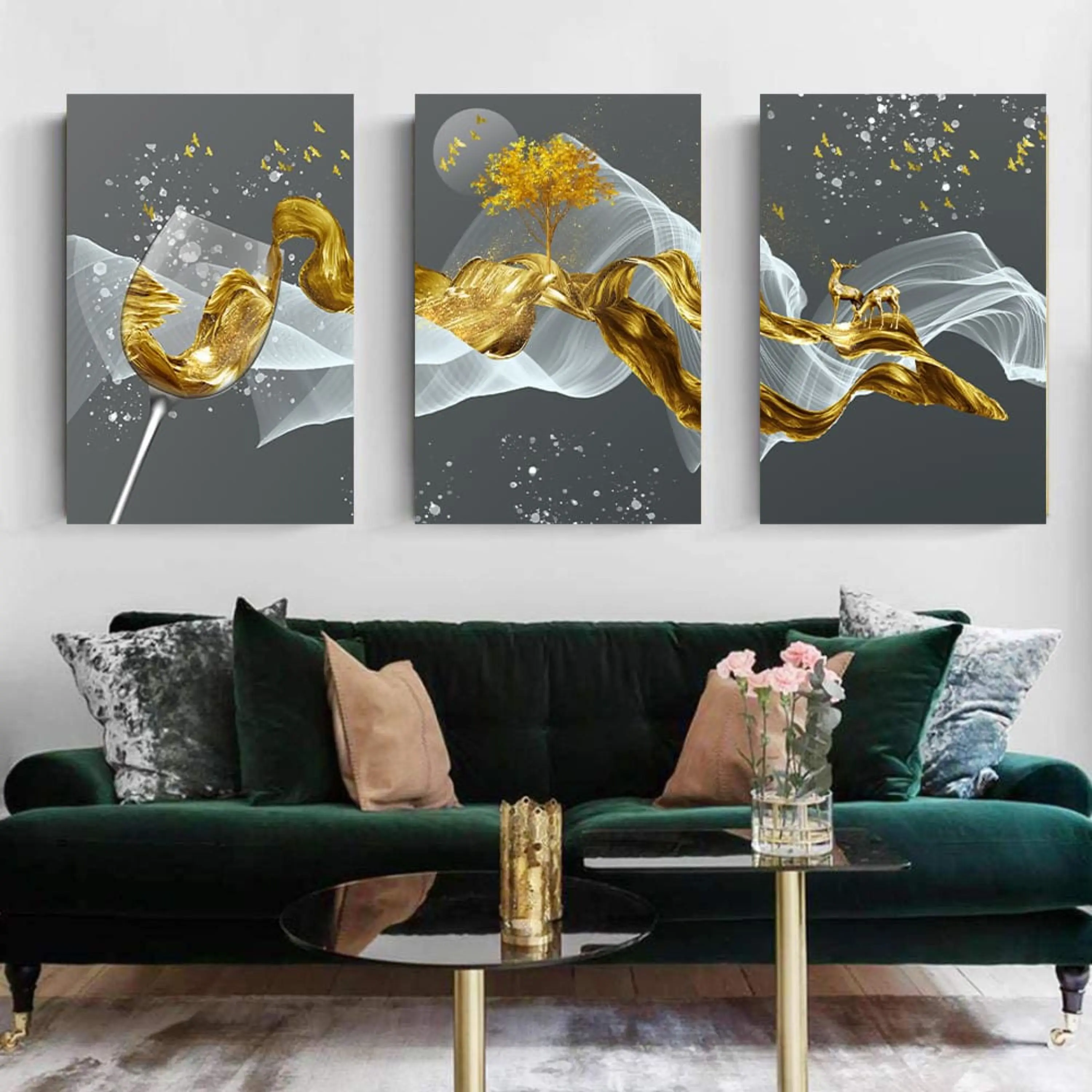 تابلو سه تکه ( 1348-rosegold )