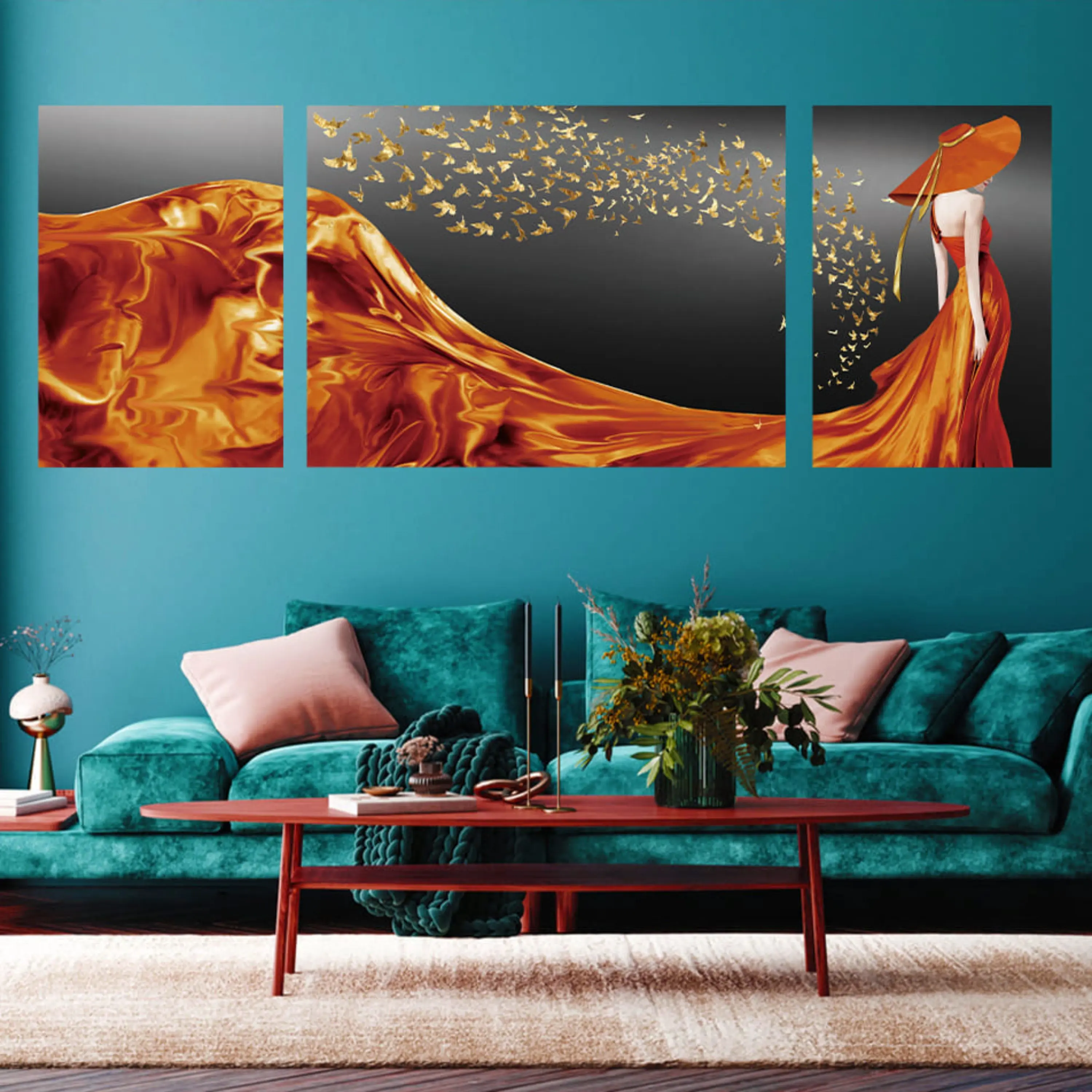 تابلو سه تکه ( 1302-rosegold )