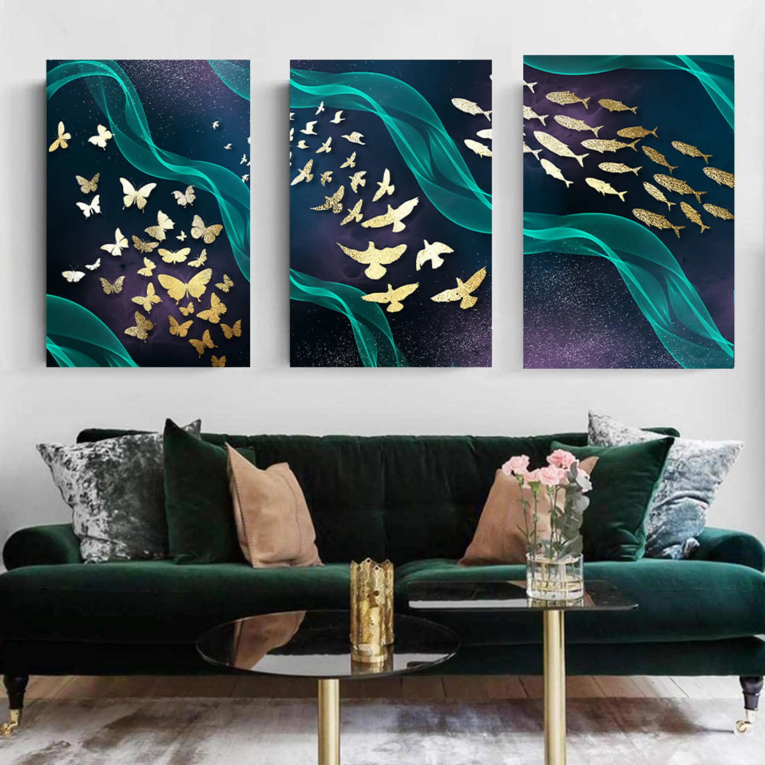 تابلو سه تکه ( 1418-rosegold )