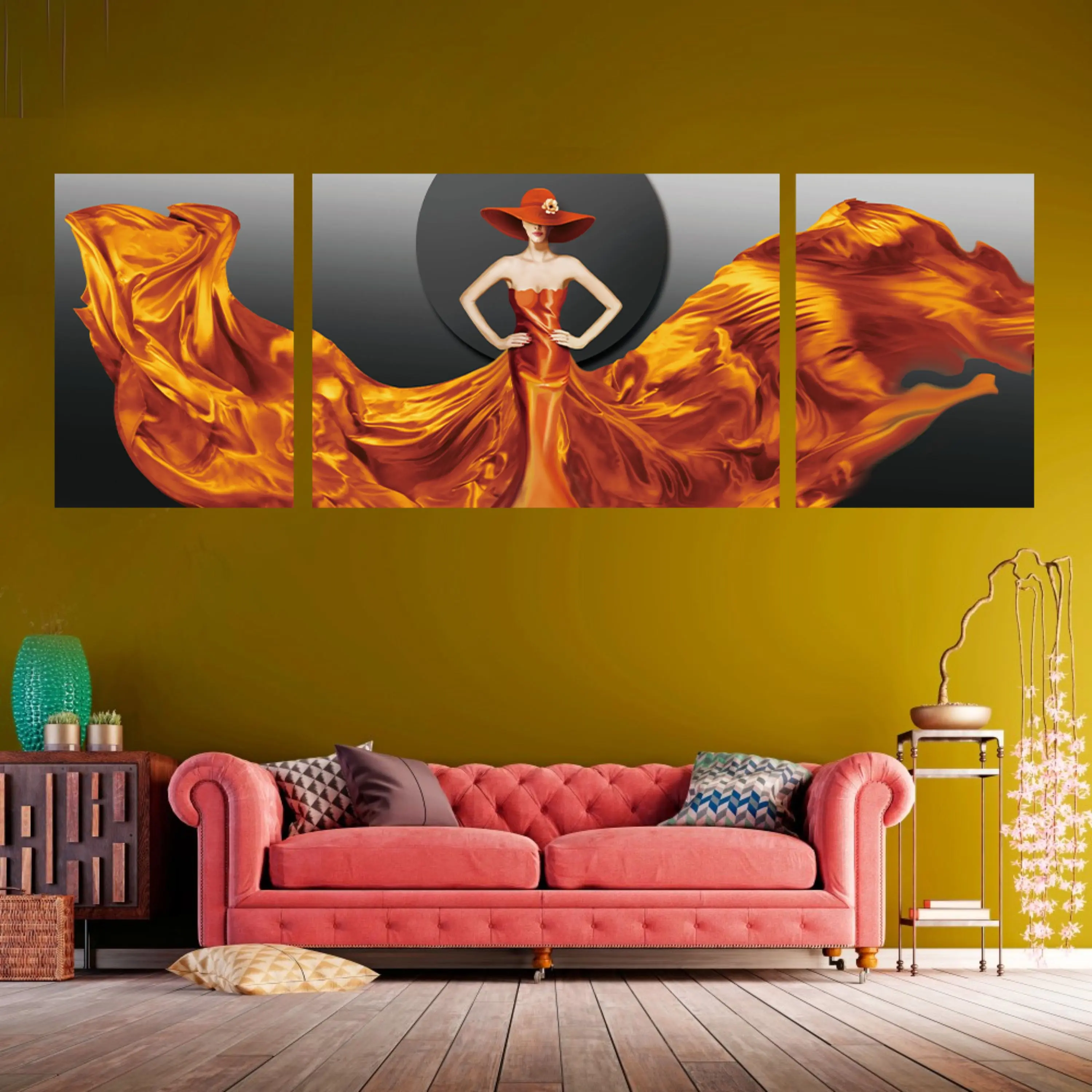 تابلو سه تکه ( 1279-rosegold )