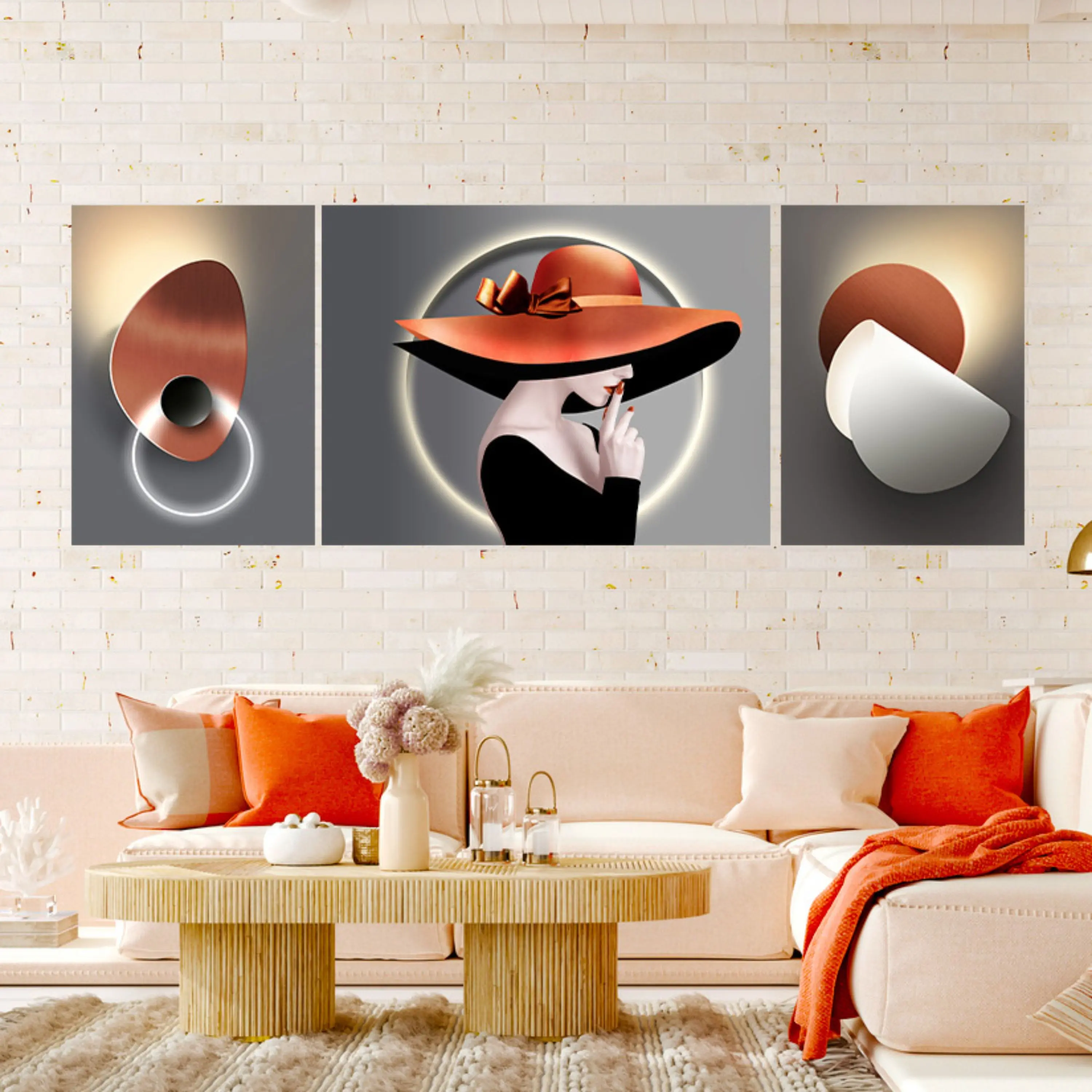 تابلو سه تکه ( 972-rosegold )