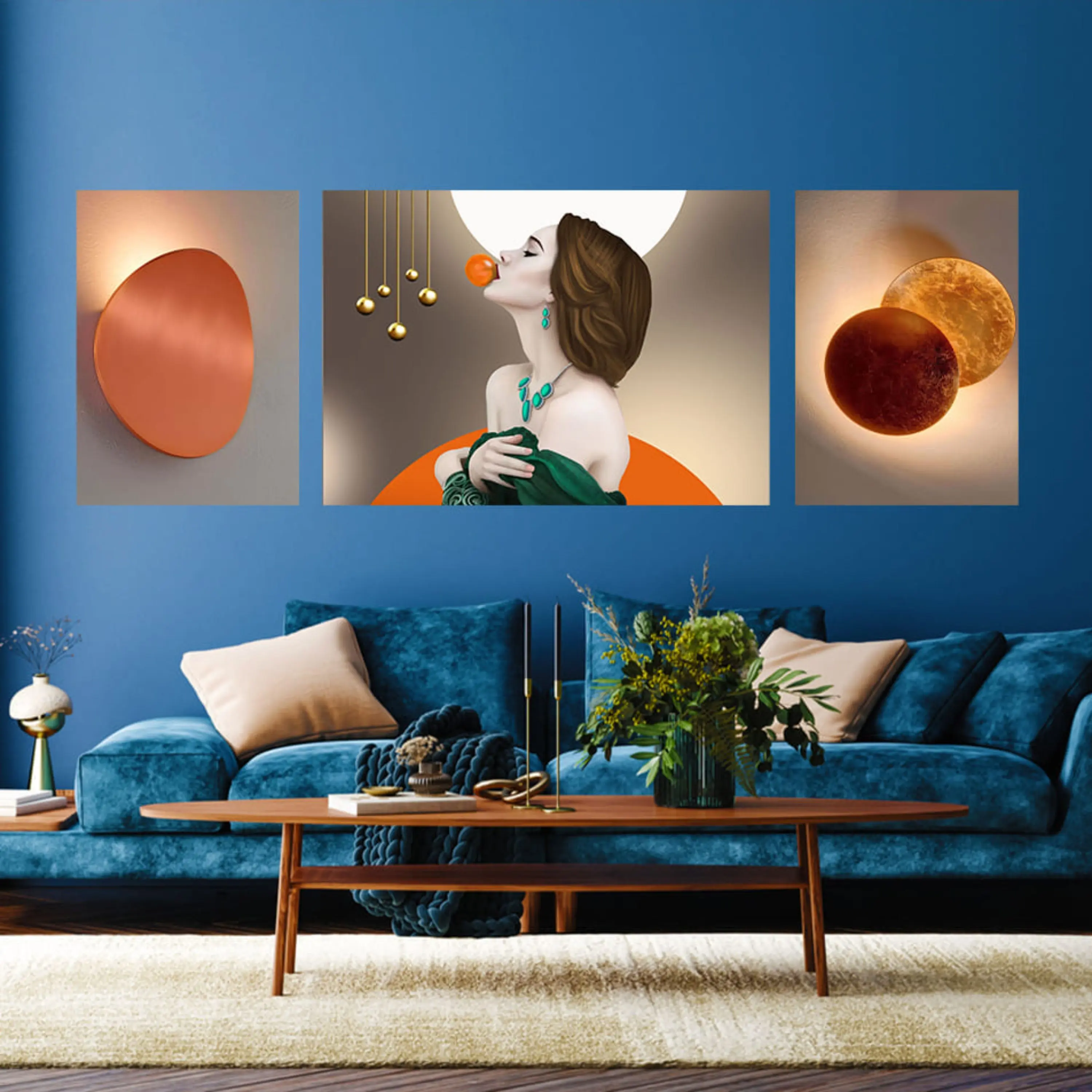 تابلو سه تکه ( 1374-rosegold )