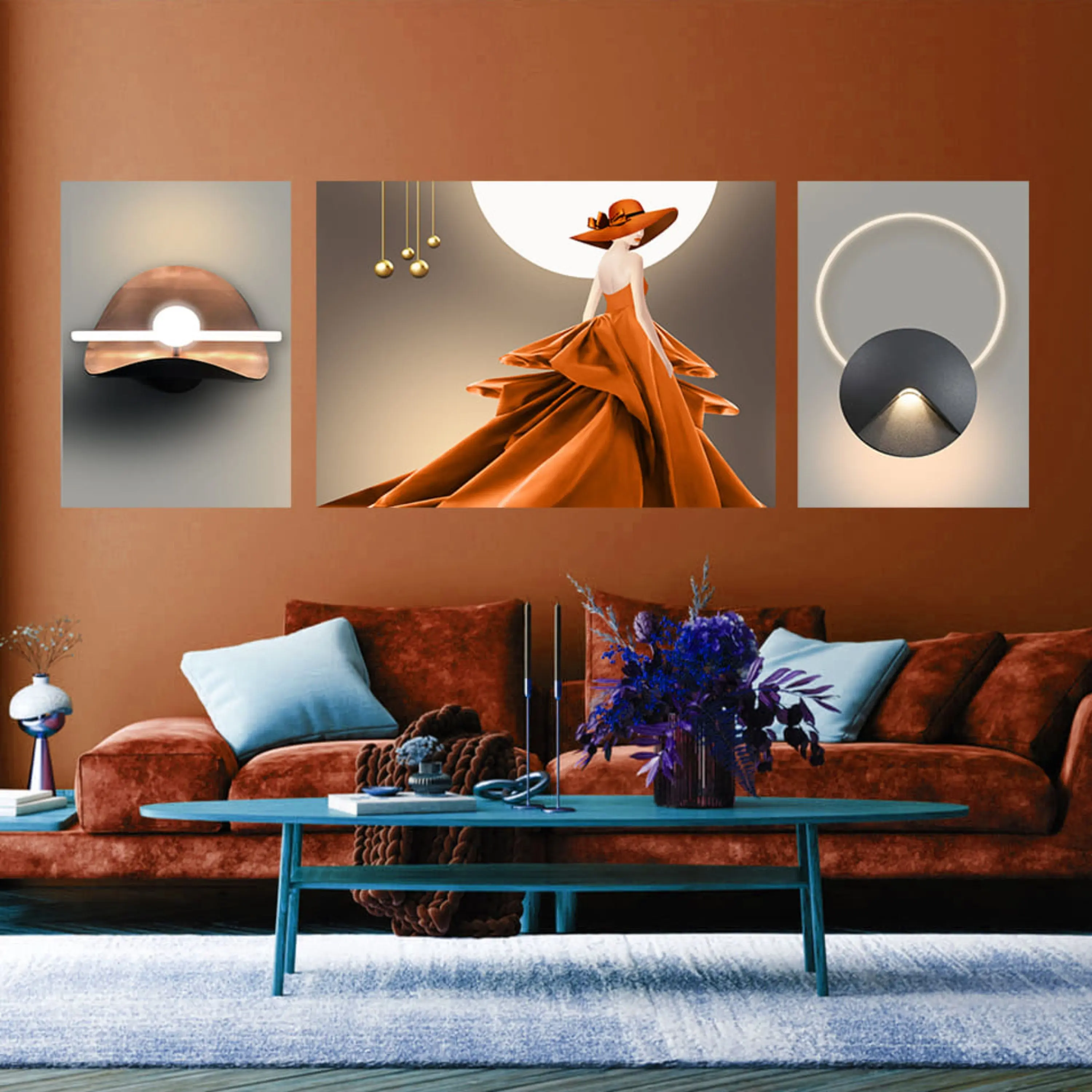 تابلو سه تکه ( 1375-rosegold )