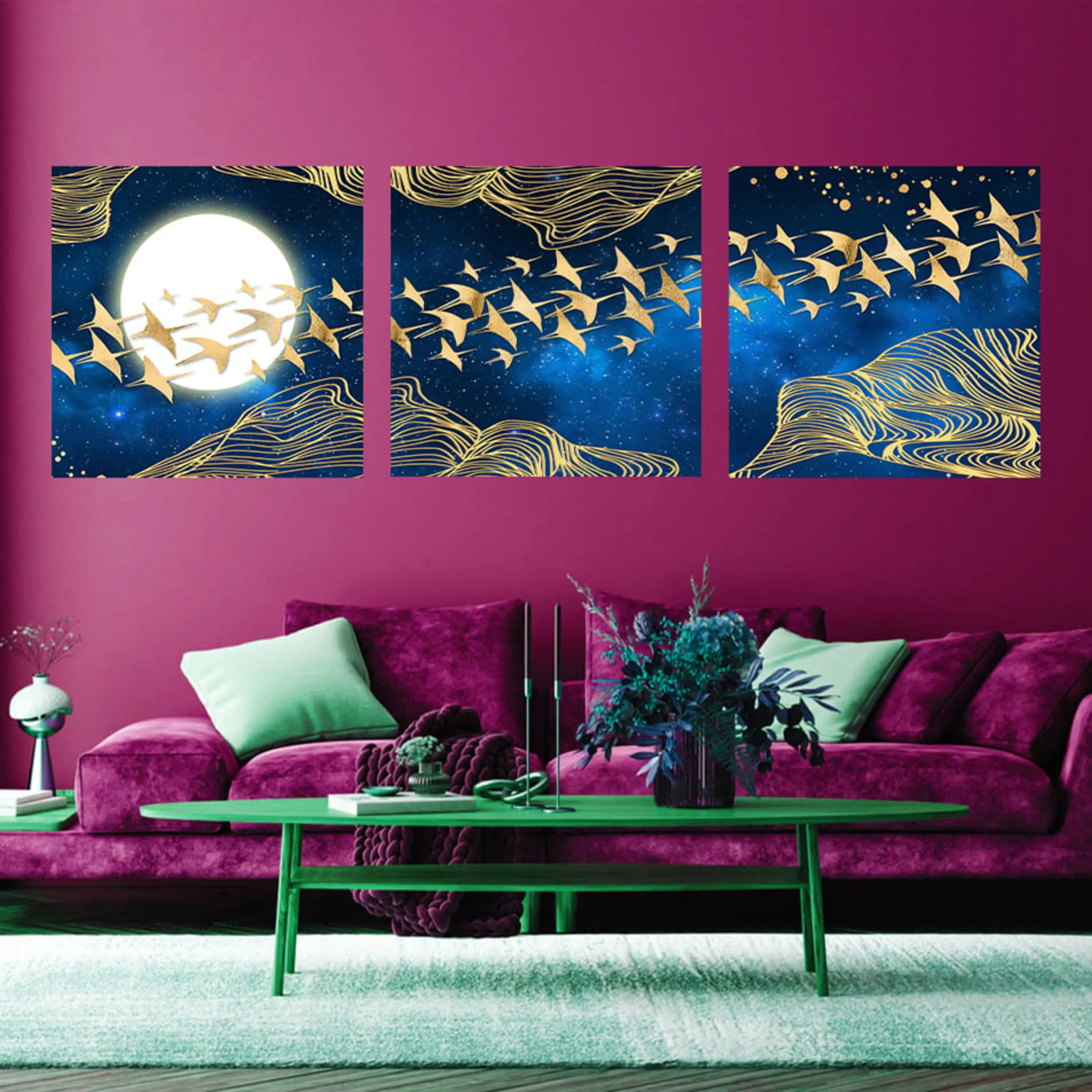 تابلو سه تکه ( 1318-rosegold )